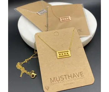 Chicago Flag Necklace - gold