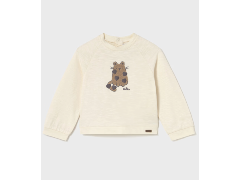 Mayoral Oversize Fuzzy Cat T-shirt