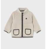 Mayoral Sherpa Zip Fleece - Chai w/ Navy Piping