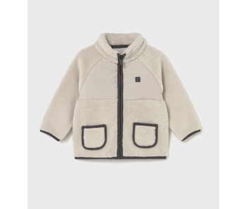 Sherpa Zip Fleece - Chai w/ Navy Piping