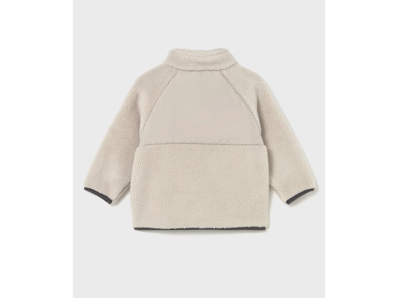 Mayoral Sherpa Zip Fleece - Chai w/ Navy Piping