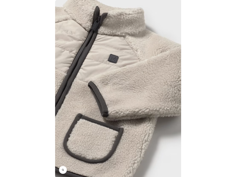 Mayoral Sherpa Zip Fleece - Chai w/ Navy Piping