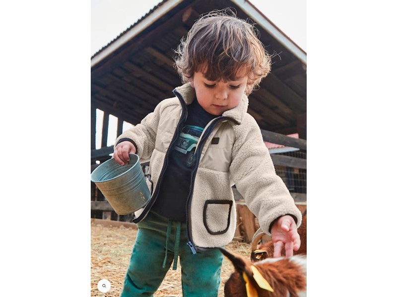 Mayoral Sherpa Zip Fleece - Chai w/ Navy Piping