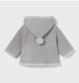 Mayoral Knit Jacket with Faux Fur Pom - Steam Grey