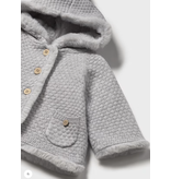 Mayoral Knit Jacket with Faux Fur Pom - Steam Grey