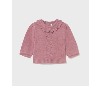 Ruffle Collar Sweater - Blush Heather