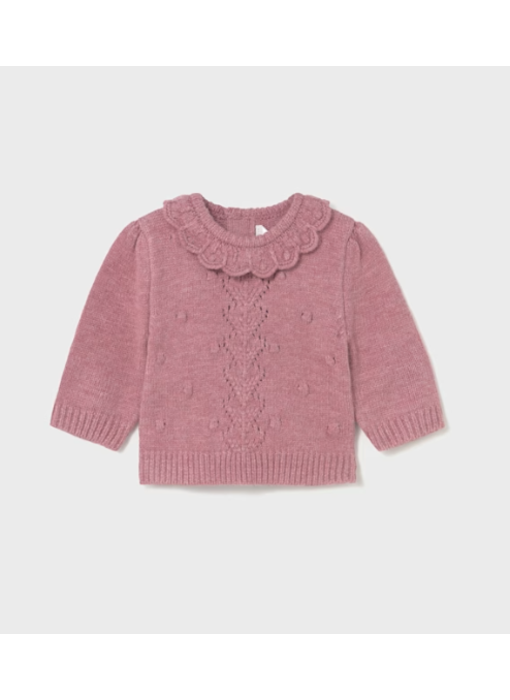 Ruffle Collar Sweater - Blush Heather
