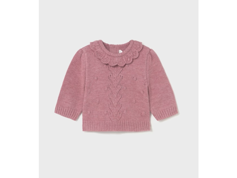 Mayoral Ruffle Collar Sweater - Blush Heather