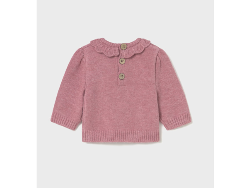 Mayoral Ruffle Collar Sweater - Blush Heather