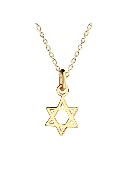 14K Gold Plated Children's Star of David Charm Necklace