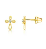 Cherished Moments 14K Gold-Plated Cross Earrings For Baptism or Communion Gift