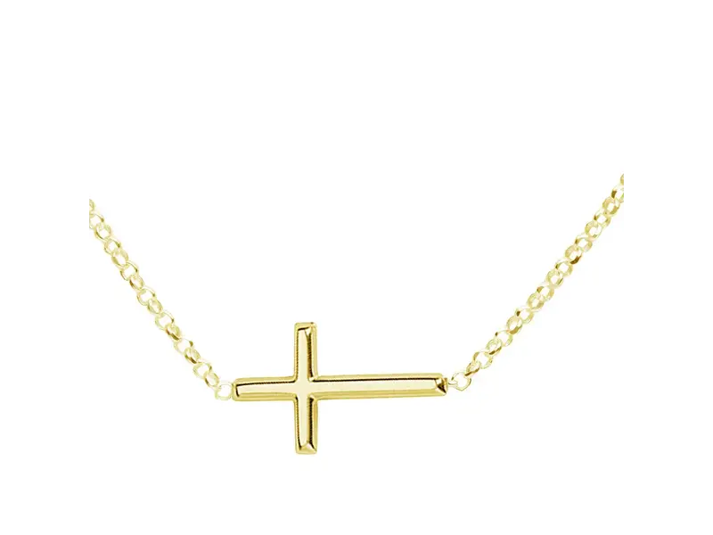Cherished Moments 14K Gold-Plated Girls Horizontal Cross Necklace Kids & Women