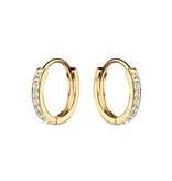 Cherished Moments 14K Gold-Plated Huggie Cz Hoop Earrings Kids, Girls, Women