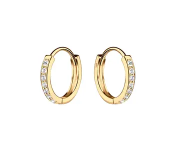 14K Gold-Plated Huggie Cz Hoop Earrings Kids, Girls, Women