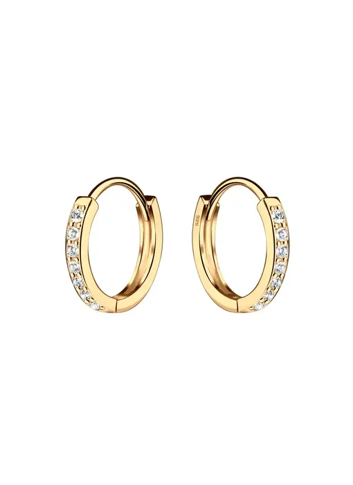 14K Gold-Plated Huggie Cz Hoop Earrings Kids, Girls, Women