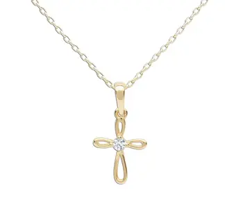 14K Gold-Plated Kids Cross Open Infinity Children's Necklace