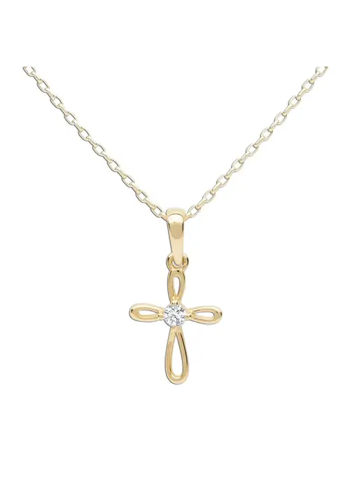 14K Gold-Plated Kids Cross Open Infinity Children's Necklace