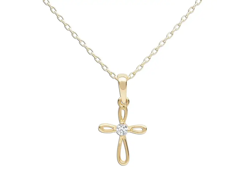 Cherished Moments 14K Gold-Plated Kids Cross Open Infinity Children's Necklace