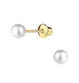 Cherished Moments 14K Gold-Plated White Pearl Earrings with Screw Backs
