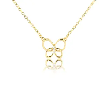 Girls 14K Gold-Plated Butterfly Charm Necklace