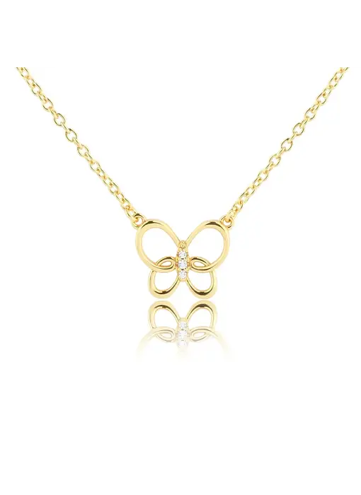 Girls 14K Gold-Plated Butterfly Charm Necklace