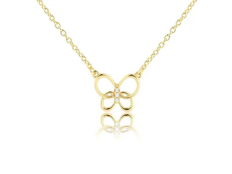 Cherished Moments Girls 14K Gold-Plated Butterfly Charm Necklace