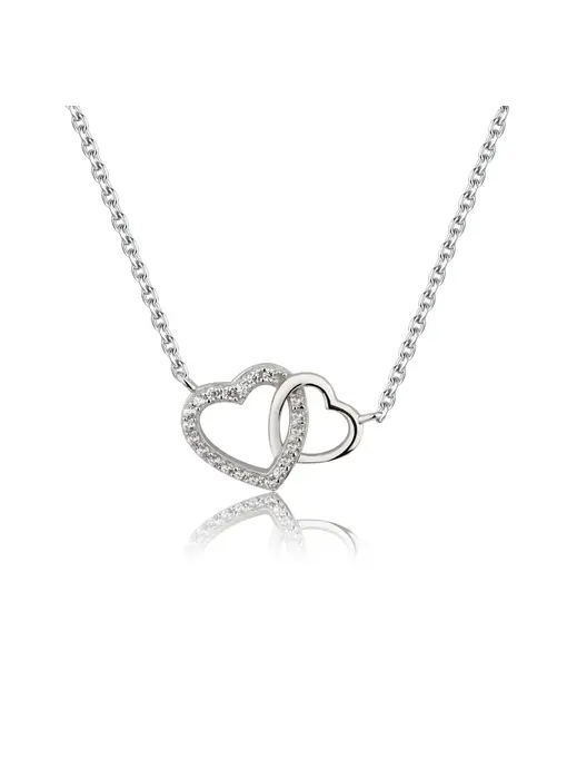 Silver Mom and Me 2-Piece Necklace Set - Hearts Entwined