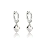 Cherished Moments Sterling Silver Huggie with Heart Earrings For Kids, Girls