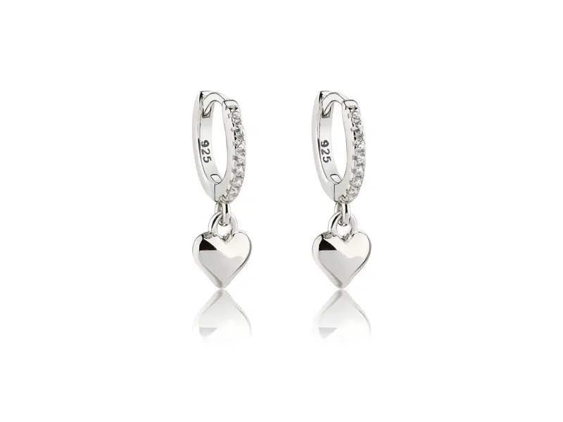 Cherished Moments Sterling Silver Huggie with Heart Earrings For Kids, Girls