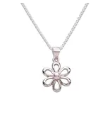 Cherished Moments Sterling Silver Screw-Back Outline Daisy Necklace for Kids