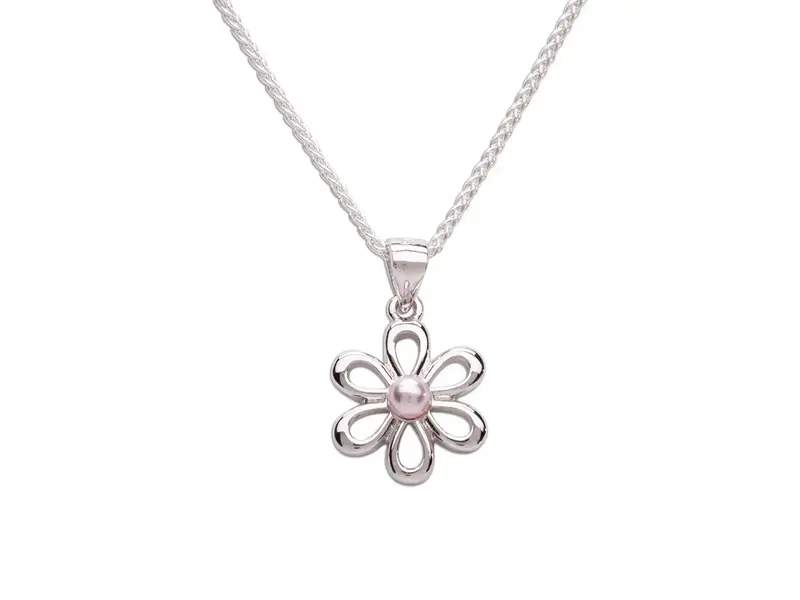 Cherished Moments Sterling Silver Screw-Back Outline Daisy Necklace for Kids