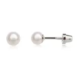 Cherished Moments Sterling Silver Screw-Back White Pearl Earrings For Children