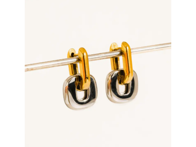 MAIQ Accessories Arliss 18K Two Tone Non-Tarnish Link Drop Earring