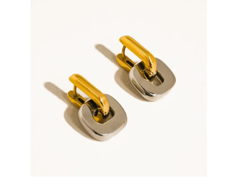 MAIQ Accessories Arliss 18K Two Tone Non-Tarnish Link Drop Earring