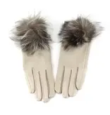 pretty persuasions Extra Furry Pom Pom Gloves - sand