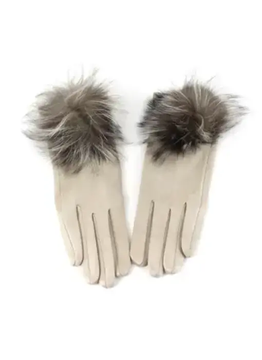 Extra Furry Pom Pom Gloves - sand