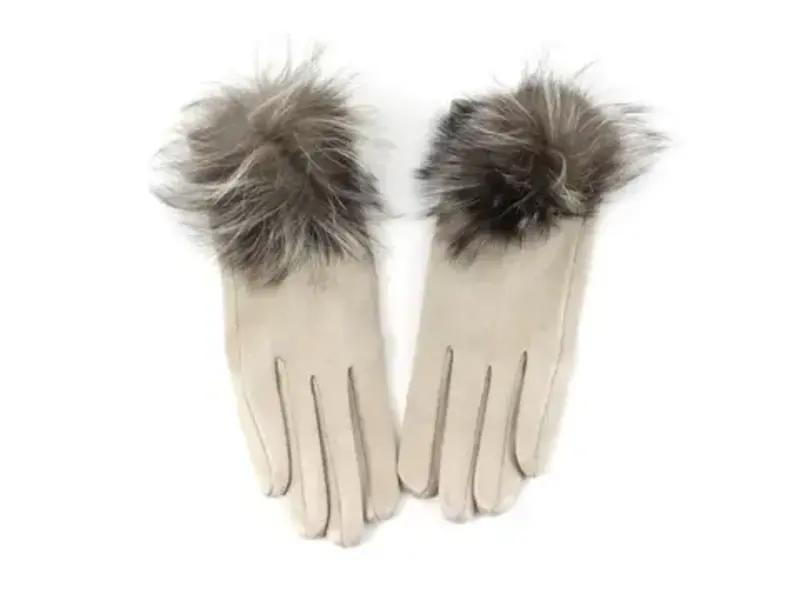 pretty persuasions Extra Furry Pom Pom Gloves - sand