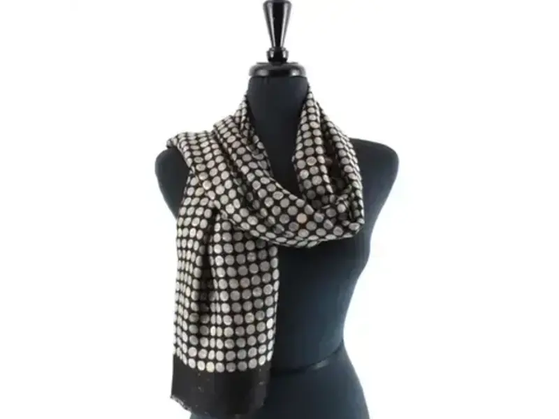 pretty persuasions Lightweight Printed Scarf W/Gold Metallic