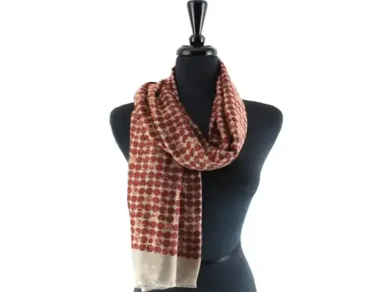 pretty persuasions Lightweight Printed Scarf W/Gold Metallic