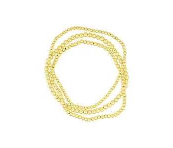 14k Gold Plated Stretch Ball Bracelet Set