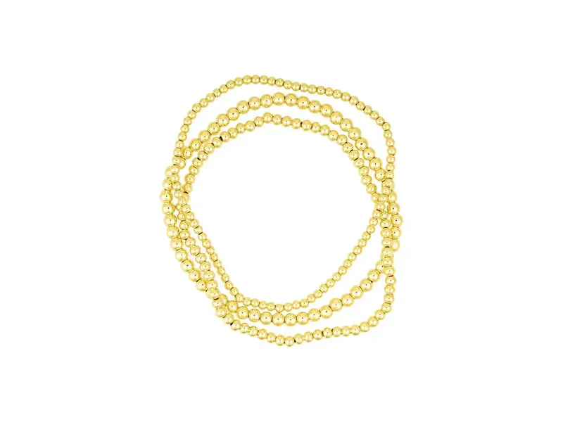 Adornia 14k Gold Plated Stretch Ball Bracelet Set