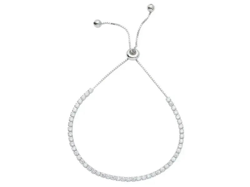 Adornia Adjustable Bolo Tennis Bracelet with Pull Ties Silver