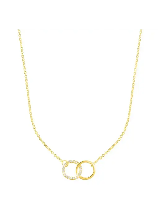 Adjustable Pave Cz Rings Necklace - Gold