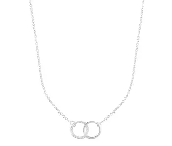 Adjustable Pave Cz Rings Necklace - Silver