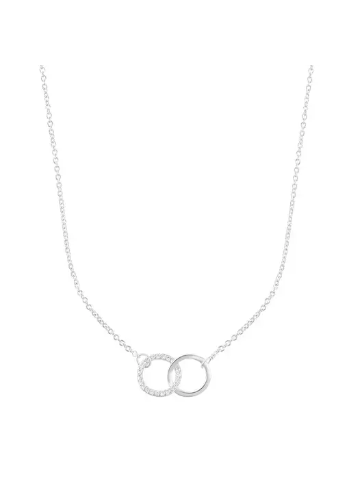 Adjustable Pave Cz Rings Necklace - Silver