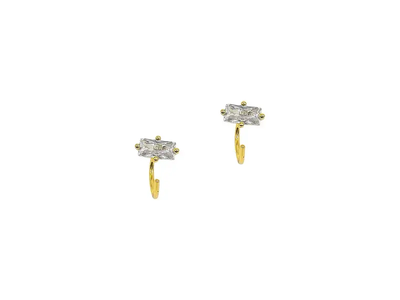 Adornia Baguette Huggie Hook Hoops Gold