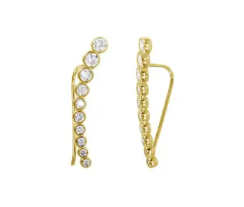 Bezeled Ear Climber Earrings Gold
