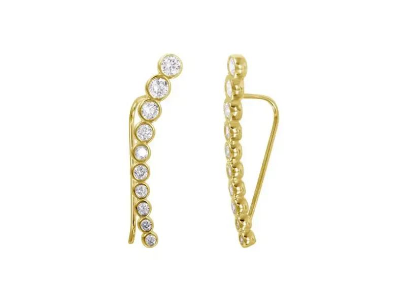 Adornia Bezeled Ear Climber Earrings Gold