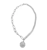 Adornia Coin Mixed Chain Necklace Silver Gold