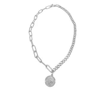 Coin Mixed Chain Necklace Silver Gold